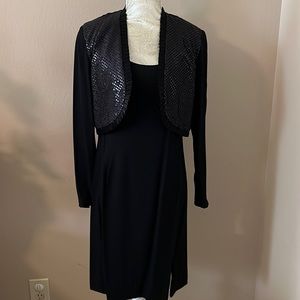 Black cocktail dress with sequined jacket